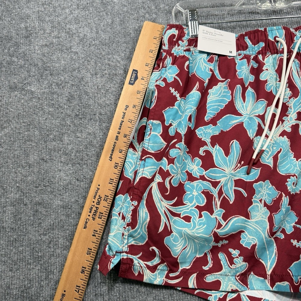 Goodfellow & Co Mens Swim Trunks Medium Red Blue Floral 5" Lined NWT - Picture 4 of 8